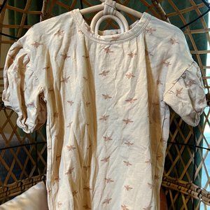 NWT Kate Quinn Pale Yellow Bee Puff Sleeve Shirt Little Liam Organic Cotton 6y